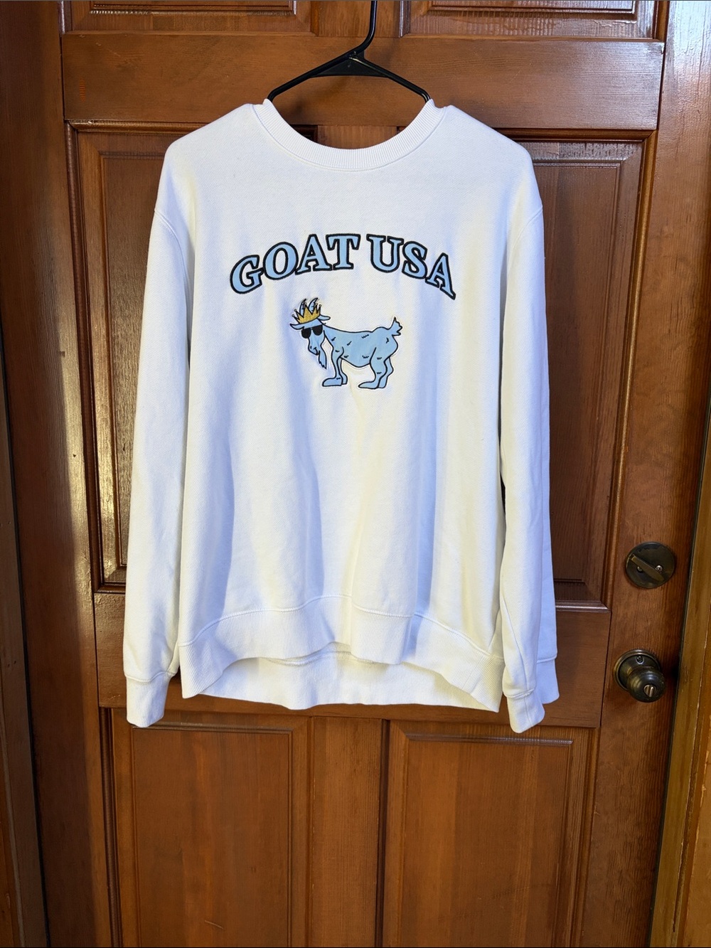 GOAT USA White Graphic Crewneck Sweatshirt